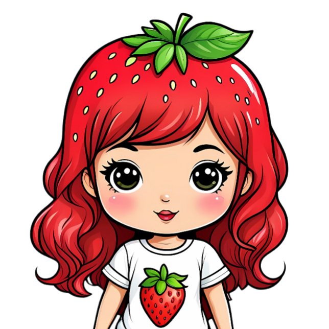 Camiseta Cute Strawberry Girl Kawaii Art (Criador carregado)