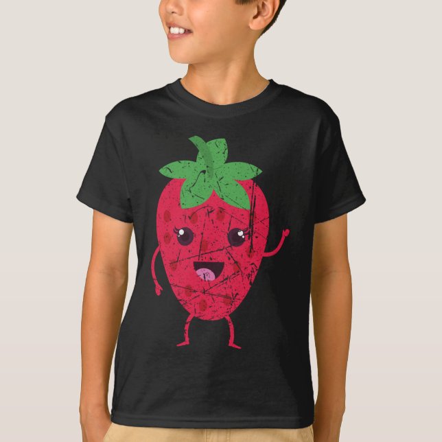 Camiseta Cute Strawberry Kawaii Fruta estética japonesa Lo (Frente)
