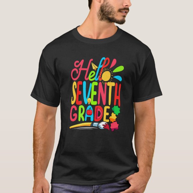 Camiseta Cute Student Teacher Hello Seventh Grade First Day (Frente)