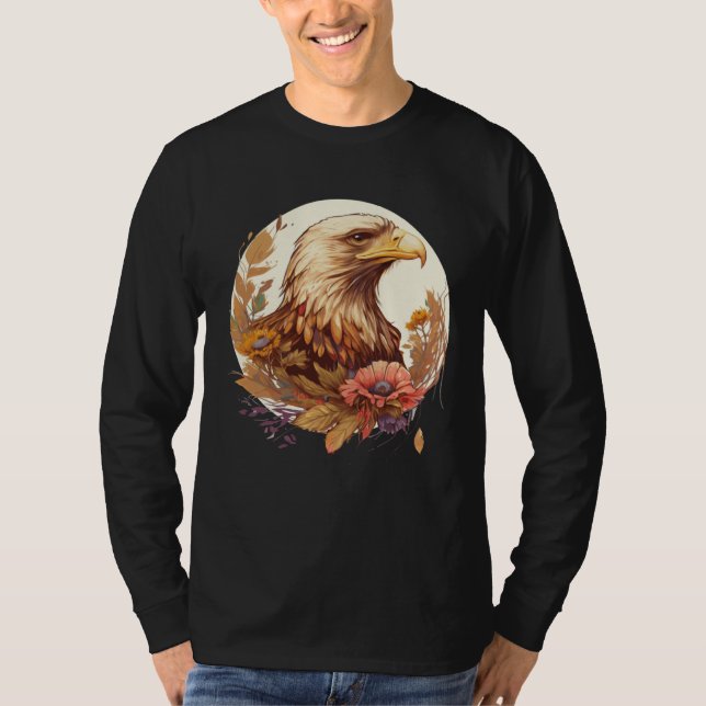 Camiseta Cute Sunflower Eagle Floral Birding Ornithology (Frente)