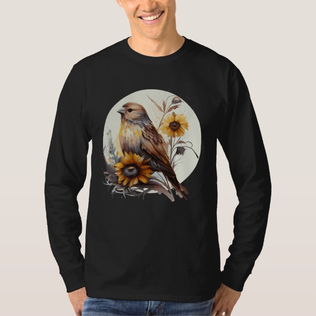 Camiseta Cute Sunflower Finch Ornithologist Birding Bird Wa (Frente)