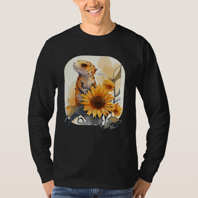 Camiseta Cute Sunflower Gecko Leopard Gecko Reptile Lizard (Frente)