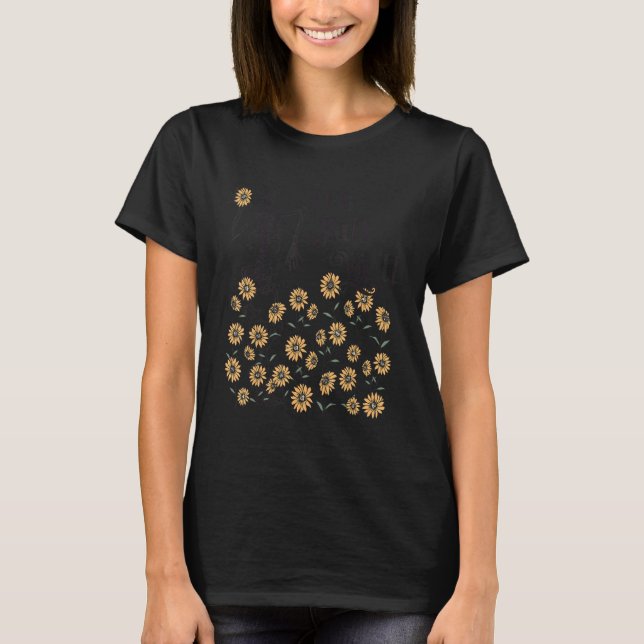 Camiseta Cute Sunflower It's Fall Y'all Dancing Skeleton Au (Frente)