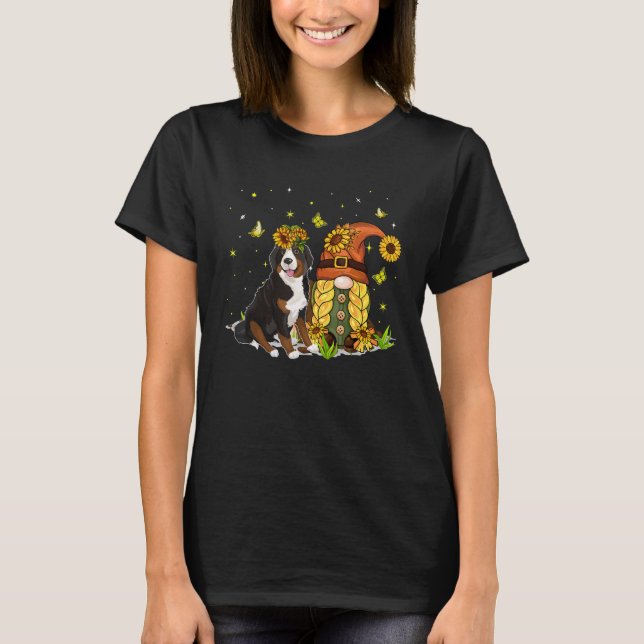 Camiseta Cute Sunflowers Gnome With Greater Swiss Mountain  (Frente)