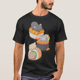 Camiseta Cute Sushi Cat Kawaii Japanese Sushi Cat Otaku Kaw