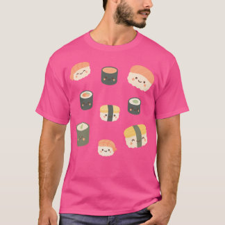 Camiseta Cute Sushi Pattern Kawaii - Ilustração de Comida J