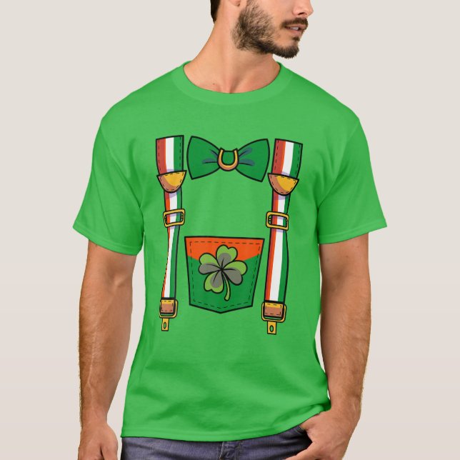 Camiseta Cute Suspendedores Bowtie Green Tuxedo St Patricks (Frente)