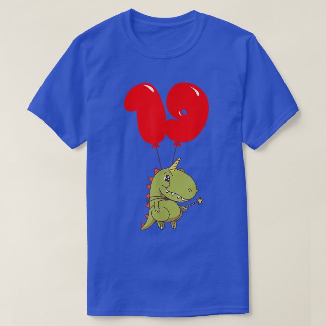Camiseta Cute T-Rex Fairy - 19th Birthday - Kids Balloon Pa (Frente do Design)