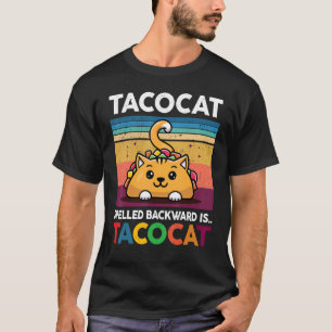 Camiseta Cute Taco Kids Girls Taco Cat Ortografado Para Trá