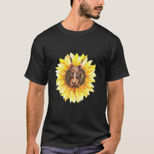 Camiseta Cute Tan Doberman Pinscher Sunflower