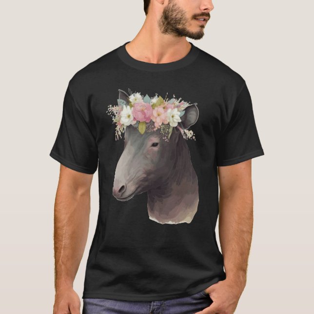 Camiseta Cute Tapir Flower Crown Animal (Frente)