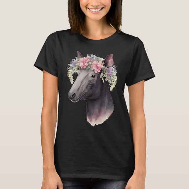 Camiseta Cute Tapir Flower Crown Floral Animal (Frente)