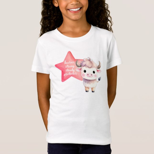 Camiseta Cute Taurus Zodiac Sinal Jersey para Menina (Frente)