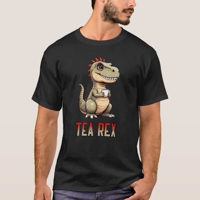 Camiseta Cute Tea Rex Dinosaur Drinking Tea (Frente)
