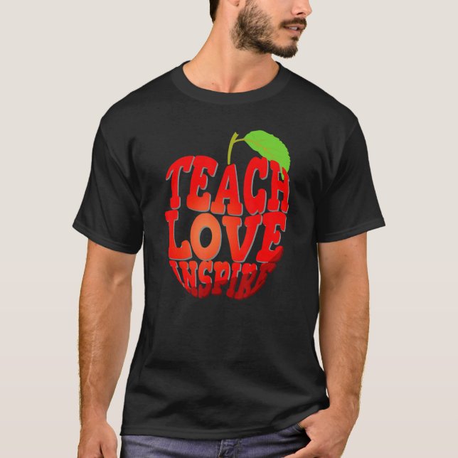 Camiseta Cute Teach Love Inspire Apple Teacher Student Back (Frente)