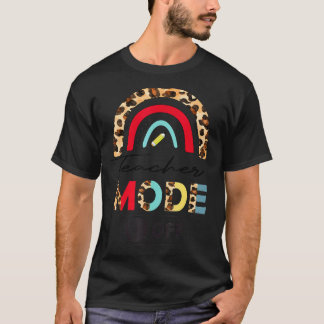 Camiseta Cute Teacher Mode Off Leopard Rainbow