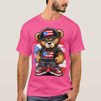Camiseta Cute Teddy Bear Porto Rico Bandeira Boricua Puerto