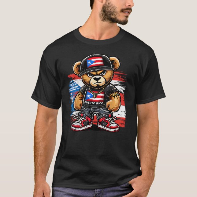 Camiseta Cute Teddy Bear Puerto Rico Flag Boricua Puerto Ri (Frente)