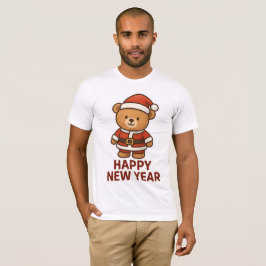 Camiseta Cute Teddy Bear Santa Happy New Year Sticker