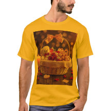Cute Teddy Rose Basket Valentines Day Graphic