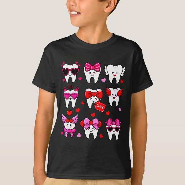 Camiseta Cute Teeth Love Valentine's Day Dental  (Frente)