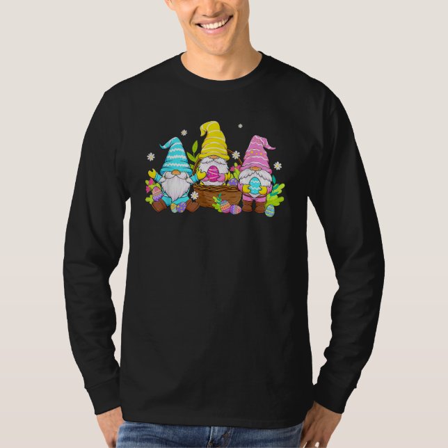 Camiseta Cute Three Gnomes Easter Day Bunny Egg Spring Wome (Frente)