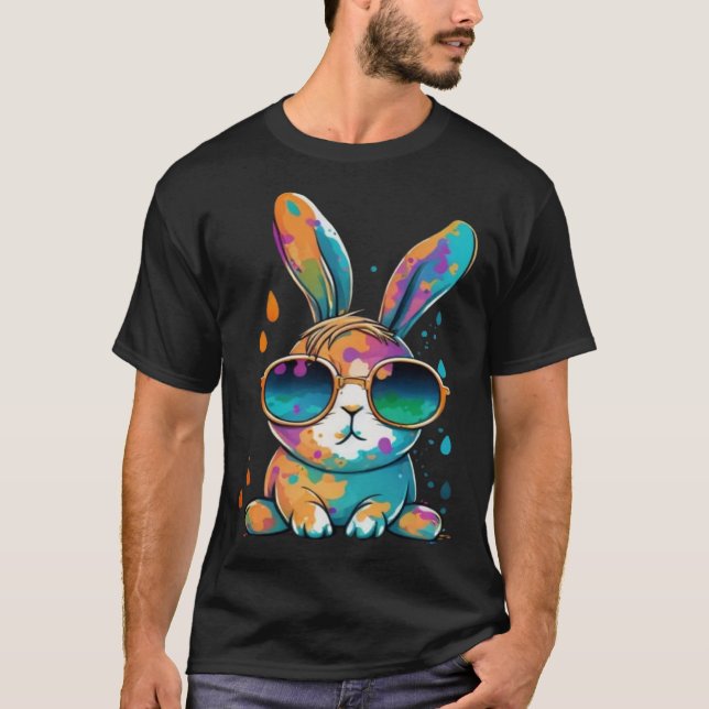 Camiseta Cute Tie Dye Bunny Face Happy Easter Day  Rabbit E (Frente)