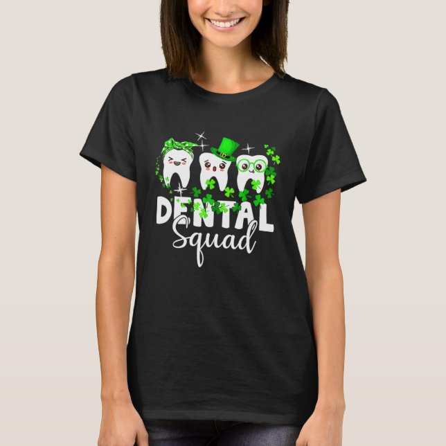 Camiseta Cute Tooth Leprechaun Hat Dental Squad St Patrick  (Frente)
