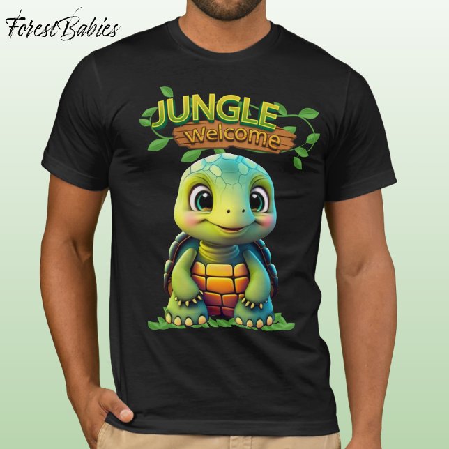 Camiseta Cute Tortoise Box Turtle Animal Character Black 🐢 (Cute Tortoise Tee Adorable Box Turtle Woodland Wildlife Cartoon Graphic Animal Character T-shirt 🐢)