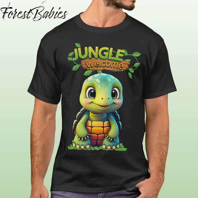 Camiseta Cute Tortoise Box Turtle Animal Character Black 🐢 (Cute Tortoise Tee Adorable Box Turtle Woodland Wildlife Cartoon Graphic Animal Character T-shirt 🐢)