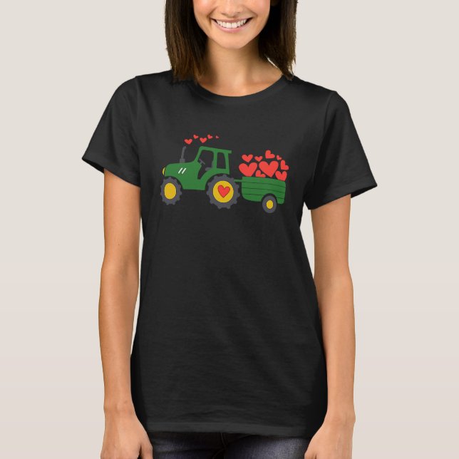 Camiseta Cute Tractor Valentines Day Truck Toddler Boys (Frente)