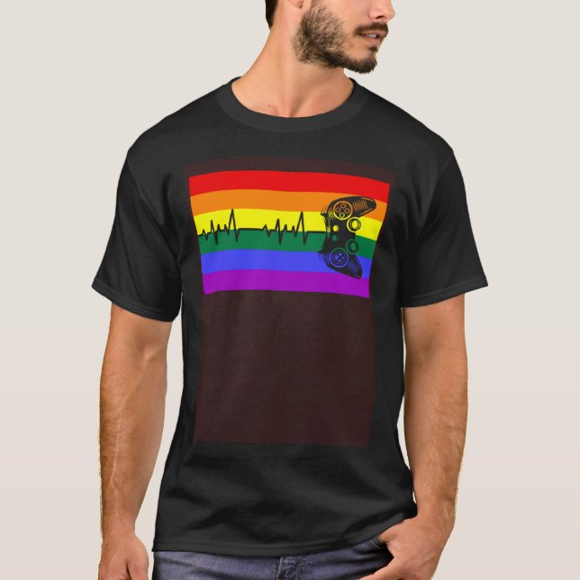 Camiseta Cute Trendy Gamer Love LGBTQ Gay Pride Flag Queer (Frente)