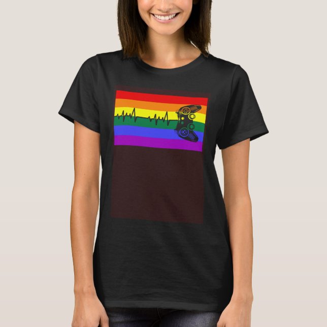 Camiseta Cute Trendy Gamer Love LGBTQ Gay Pride Flag Queer (Frente)