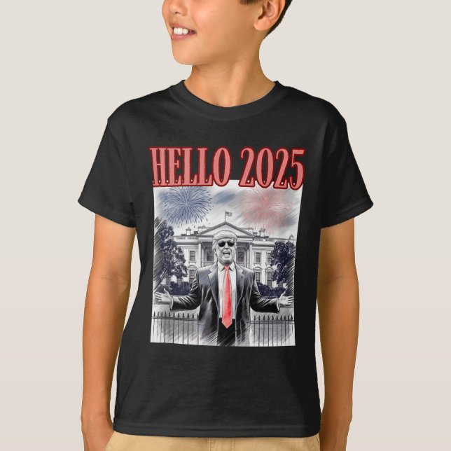 Camiseta Cute Trump Hello 2025 Ano Novo Da Conservadora Da (Frente)