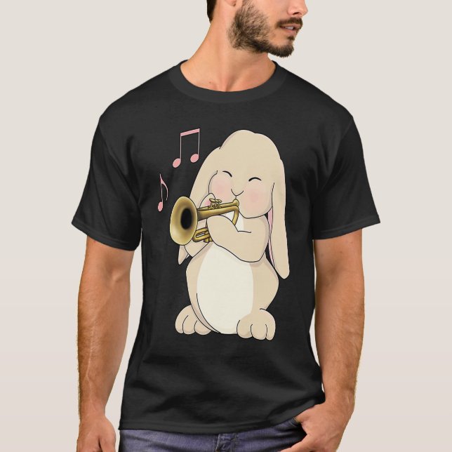Camiseta Cute Trumpet Player Bunny Rabbit Music (Frente)
