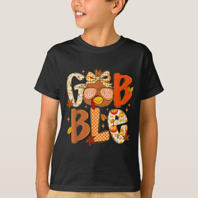 Camiseta Cute Turkey Camo Happy Thanksgiving Fall Kids Boy  (Frente)