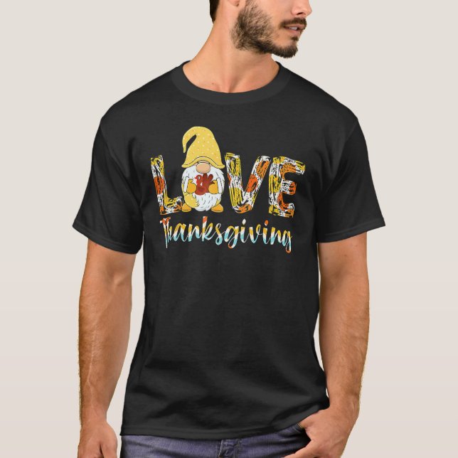 Camiseta Cute Turkey Day  Gnome Love Thanksgiving for Boys  (Frente)