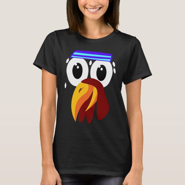 Camiseta Cute Turkey Face Running  Thanksgiving  Marathon (Frente)