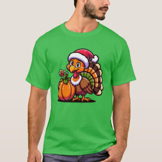 Camiseta Cute Turkey Posing with Pumpkin Autumn Harvest Ani