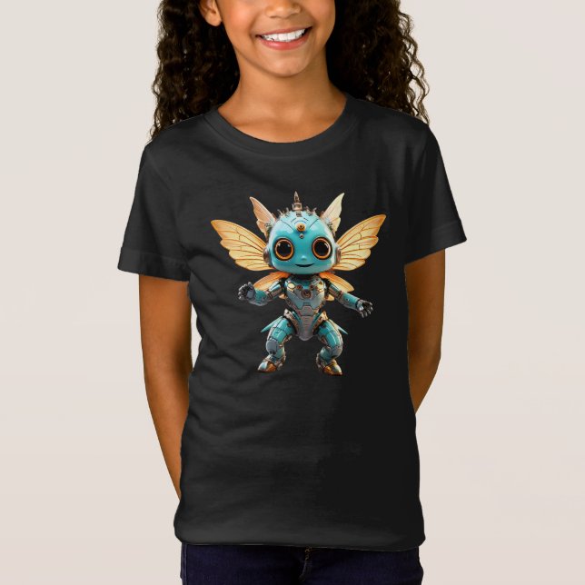 Camiseta Cute Turquoise Dancing Robot Pixie (Frente)