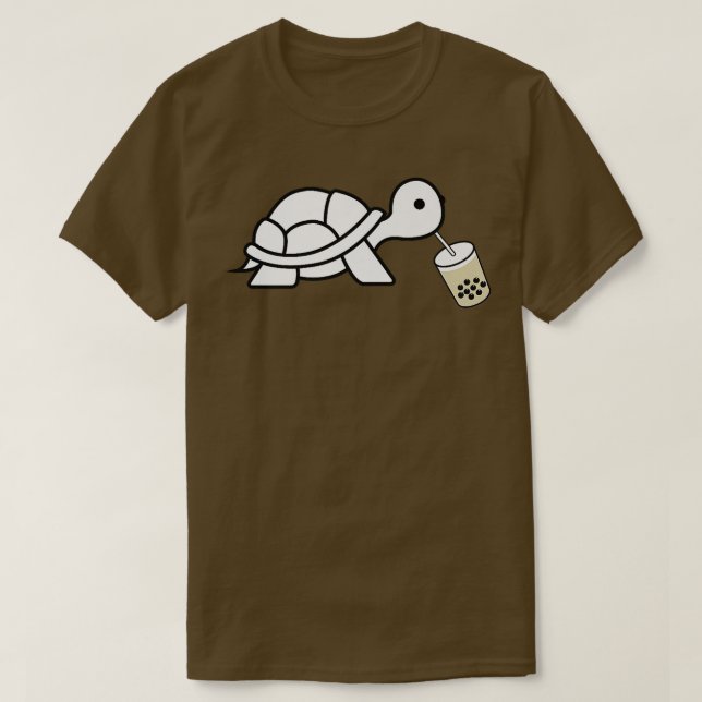 Camiseta Cute Turtle Drinking Boba Bubble Milk Tea Holiday  (Frente do Design)