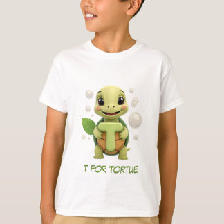 Camiseta Cute Turtle Kids T-Shirt | T is for Tortue Alphabe