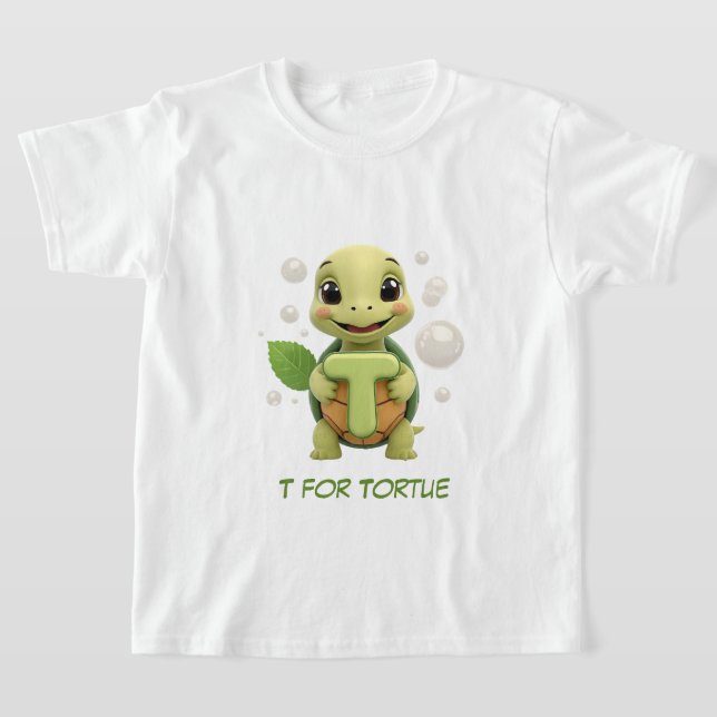 Camiseta Cute Turtle Kids T-Shirt | T is for Tortue Alphabe (Postura )