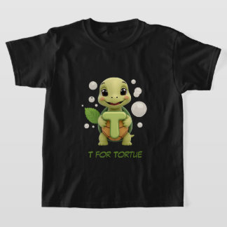 Camiseta Cute Turtle Kids T-Shirt | T is for Tortue Alphabe