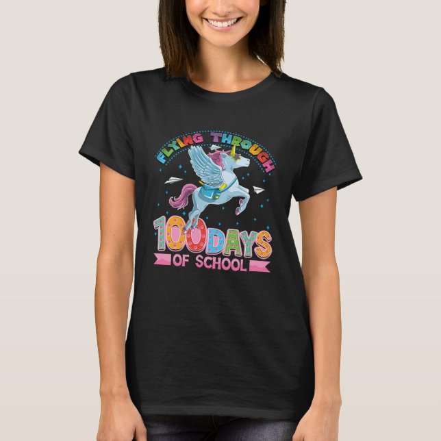 Camiseta Cute unicorn 100 days of school girls (Frente)