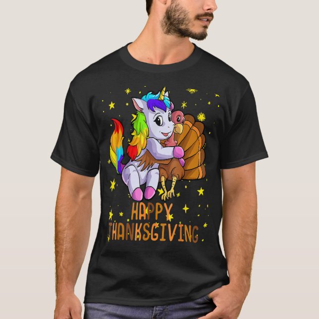Camiseta Cute Unicorn Abraça as Felizes Meninas de Ação de  (Frente)