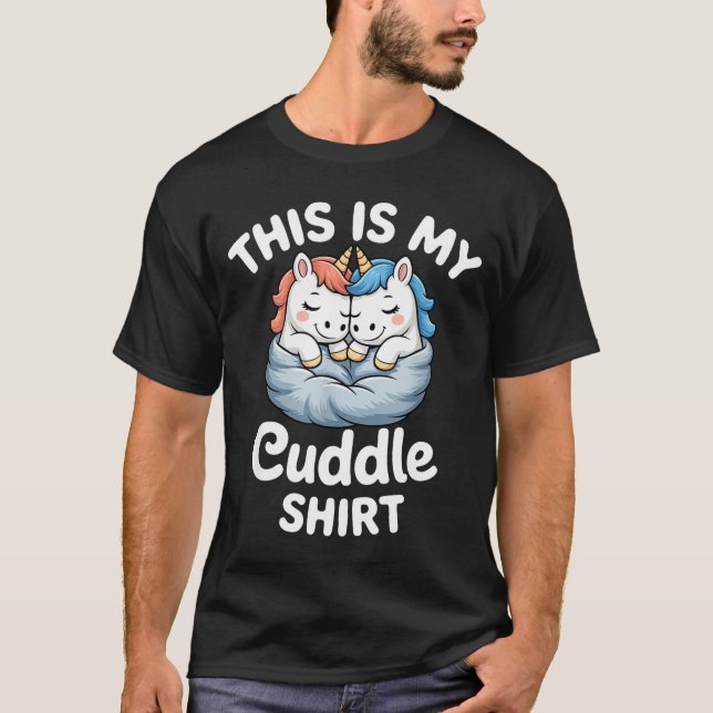 Camiseta Cute Unicorn Couple Snuggle This Is My Cuddle  (Frente)