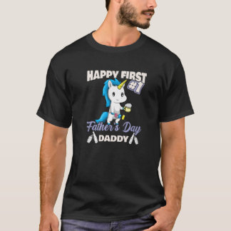 Camiseta Cute Unicorn Happy First Father's Day Daddy Bbq Be