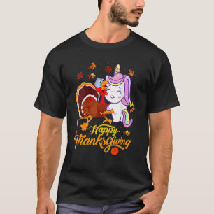 Camiseta Cute Unicorn Hugs Turkey Happy Thanksgiving Autumn