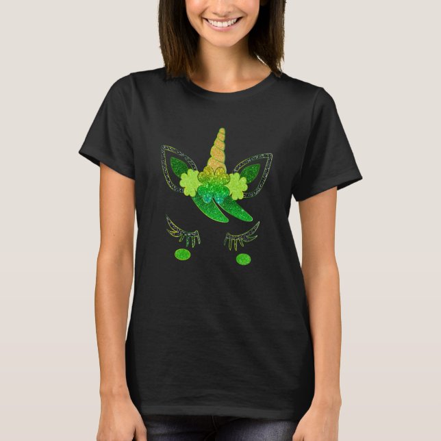 Camiseta Cute Unicorn Irish Shamrock Ireland Happy St Patri (Frente)